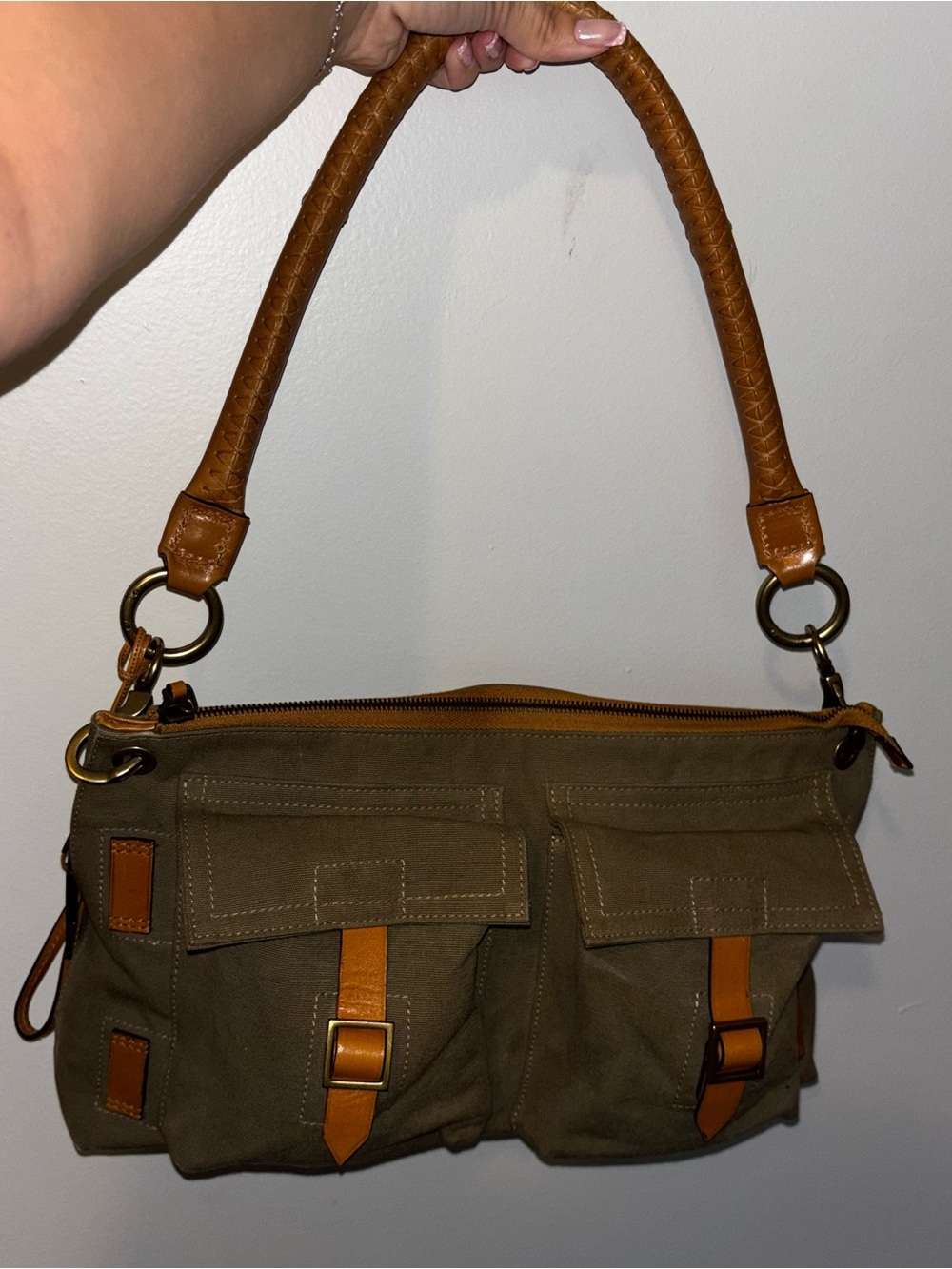 Gucci Khaki Canvas Utilitarian Shoulder Bag - Picture 3 of 12